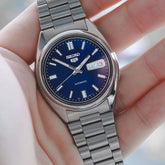 Seiko Men's Mechanical Watch Analog, Blue Dial Silver Stainless Band, SNXS77K